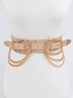 Multi Metal Chain Layered Stretch Belt